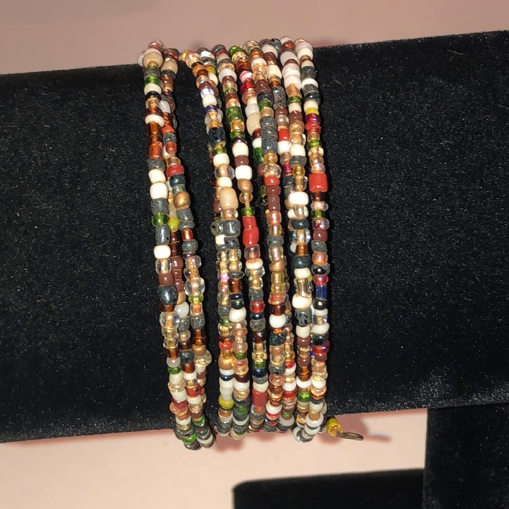 Multicolor Seed Bead Beaded Boho Wrap Bracelet